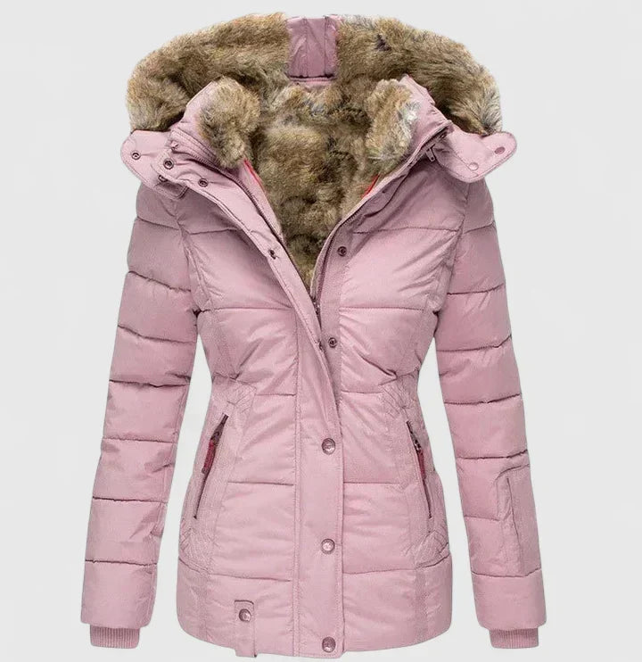 Soft, warm women's long winter coat, a stylish and elegant outerwear choice for cold weather comfort.