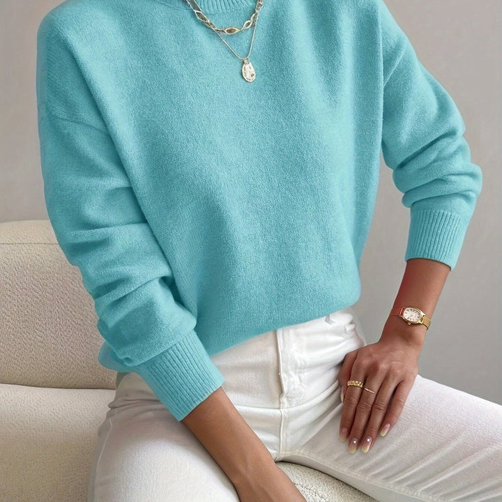 Versatile high neck long sleeve women's pullover, perfect for cold season.