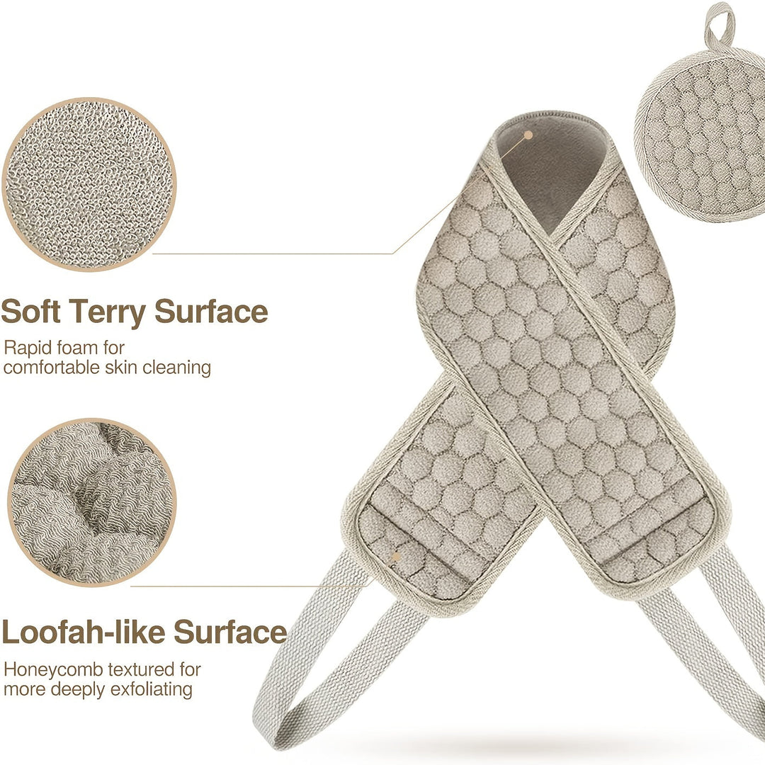 Comfortable polyester back scrubber for deep cleansing and effective exfoliation during bath time.