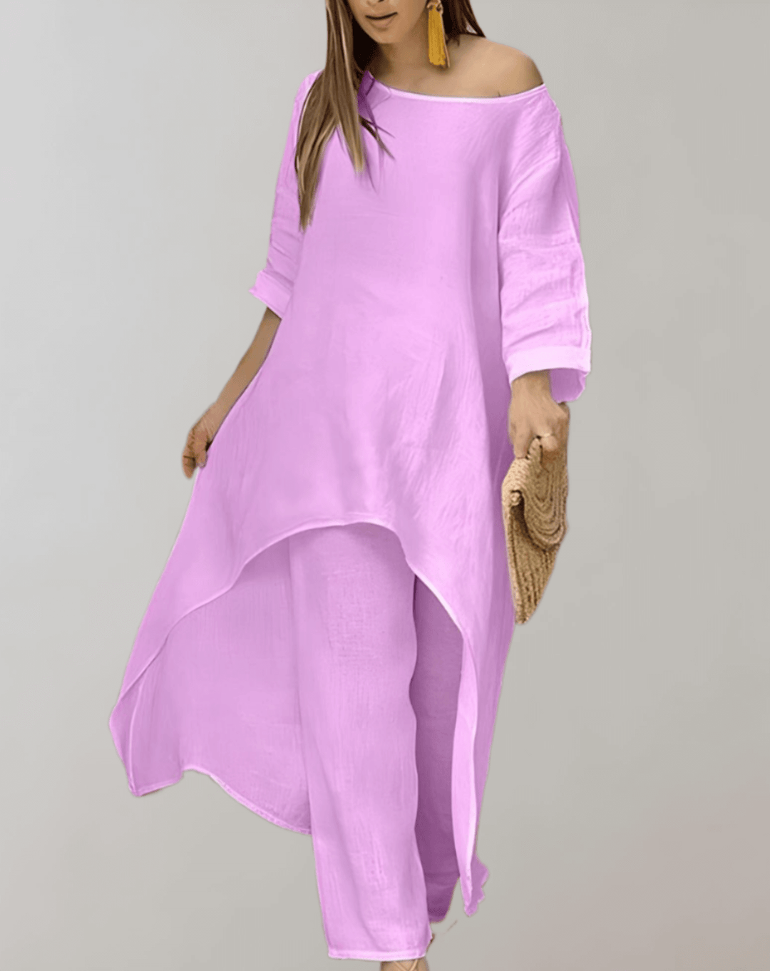 Women's 2-Piece Asymmetric Tunic Dress and Pants Set