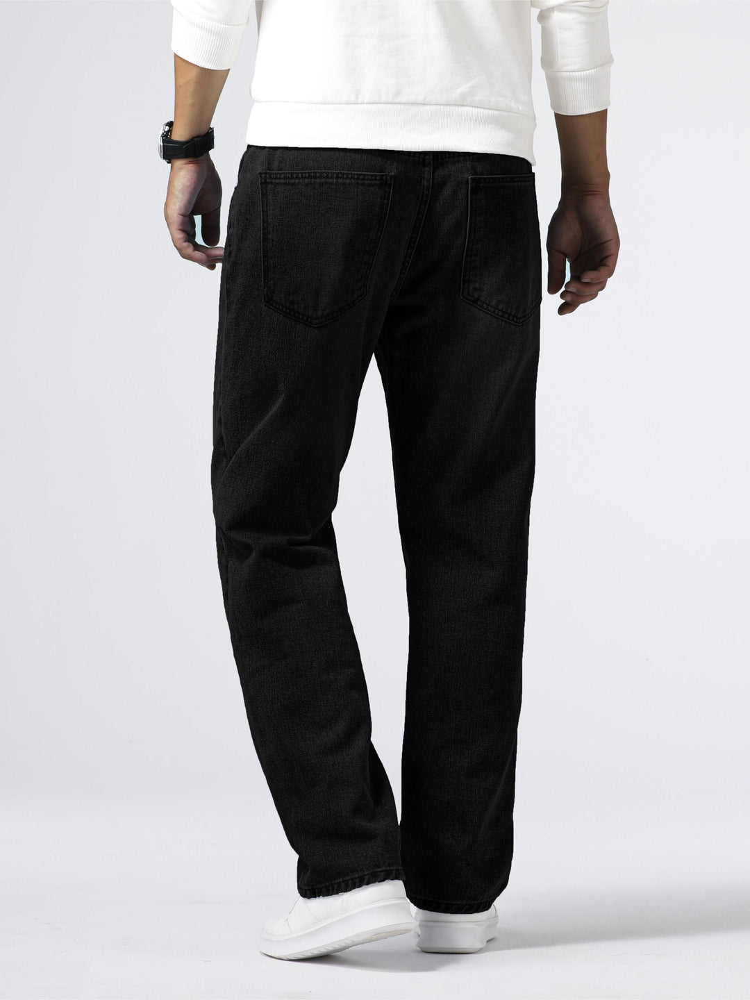 Comfortable men's classic fit straight leg jeans, timeless washed denim for versatile casual wear.