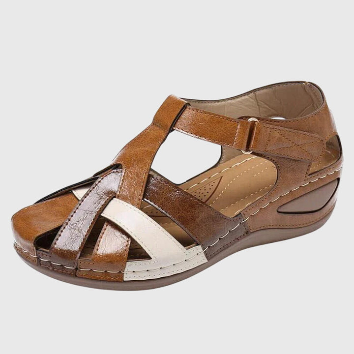 Stylish women's wedge sandals, perfect for summer casual outfits, featuring adjustable straps & orthopedic support.