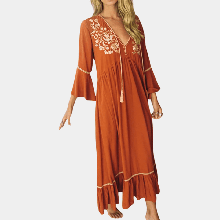 Plunging Neckline Maxi Dress