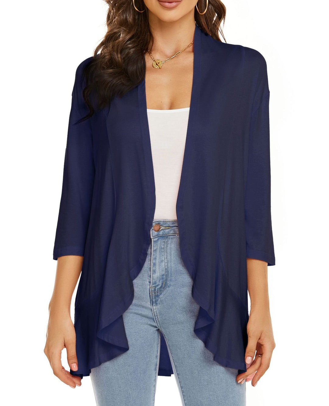 Classic open-front women's cardigan, lightweight and long-sleeve for versatile fall fashion.