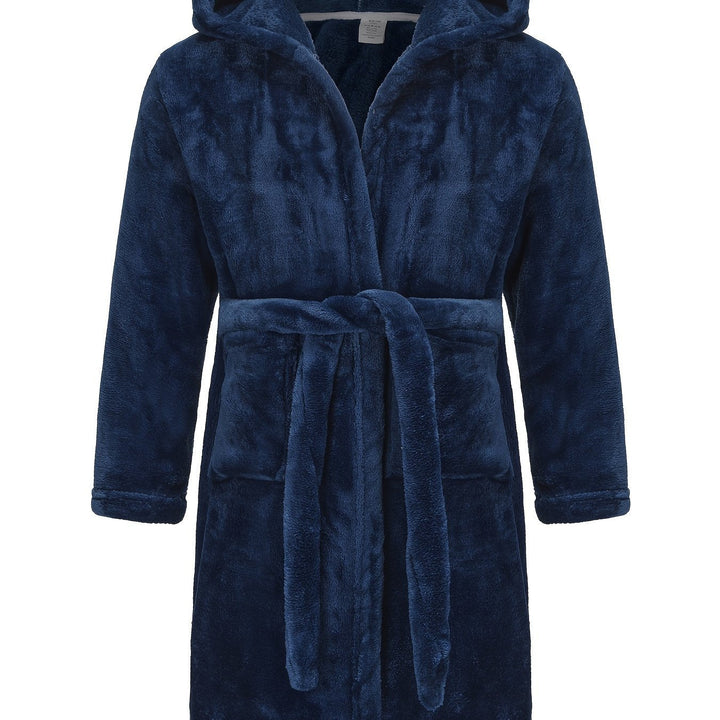 Comfortable fit girls' hooded fleece bathrobe, soft children's loungewear for ultimate coziness.