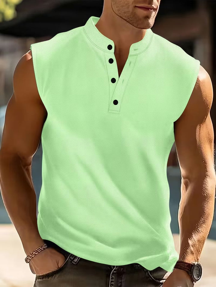 Soft, lightweight, and breathable men's sleeveless t-shirt, perfect for active or casual summer days.