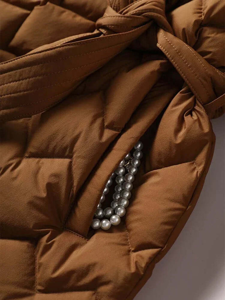 Women's Belted Mid-Length Puffer Jacket