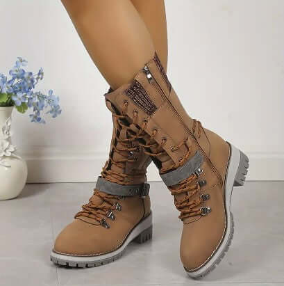 Women's Warm High-Top Winter Boots with Knitted Cuff