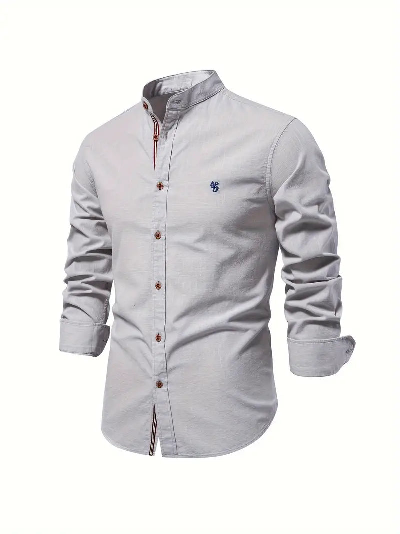 Everyday men's classic button shirt, comfortable long sleeve design for versatile casual and smart wear.