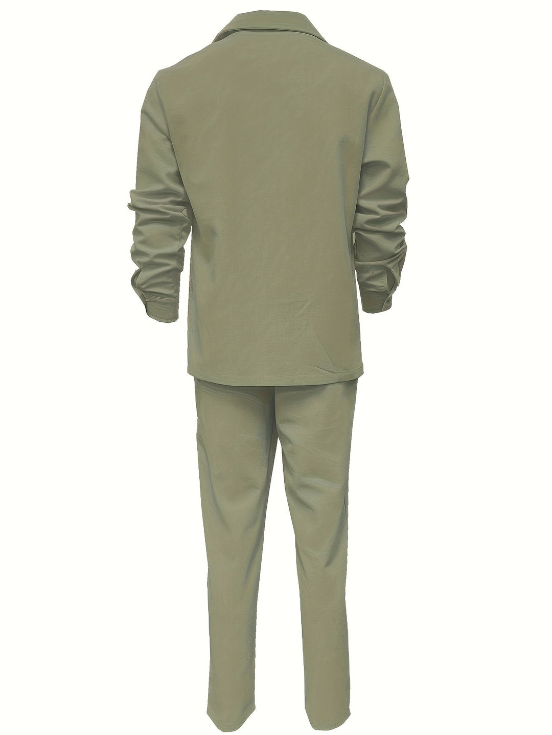 Close-up of breathable linen blend fabric, highlighting the texture of men's minimalist two-piece set.