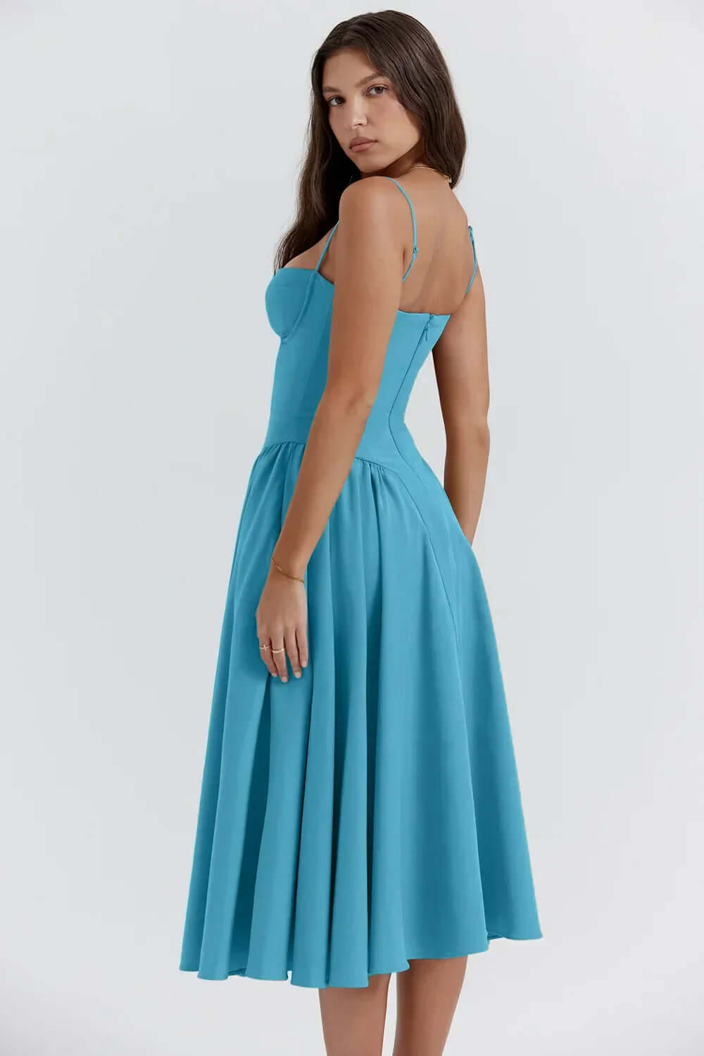 Women's Sleeveless Corset Fit Midi Dress