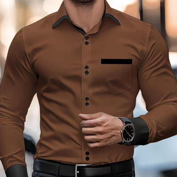 Versatile men's classic button shirt, suitable for elegant dress occasions, office, or smart casual style.