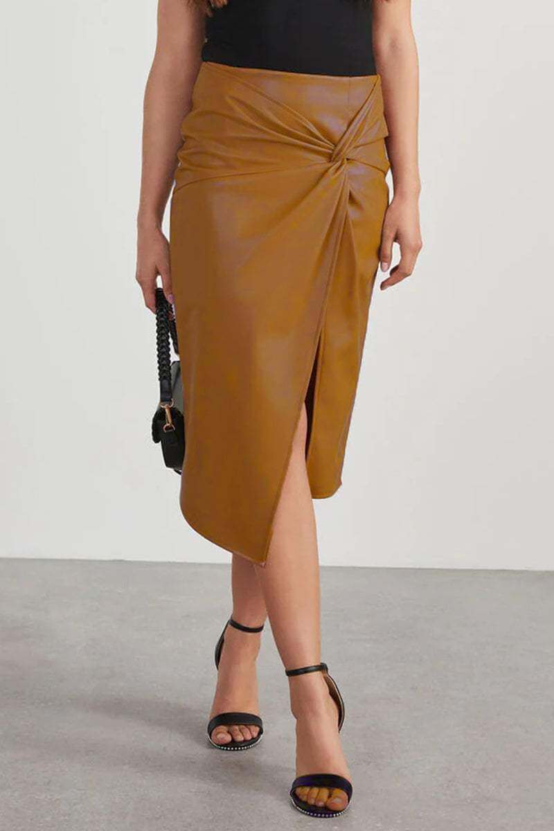 High-Waisted Pencil Skirt with Ruching
