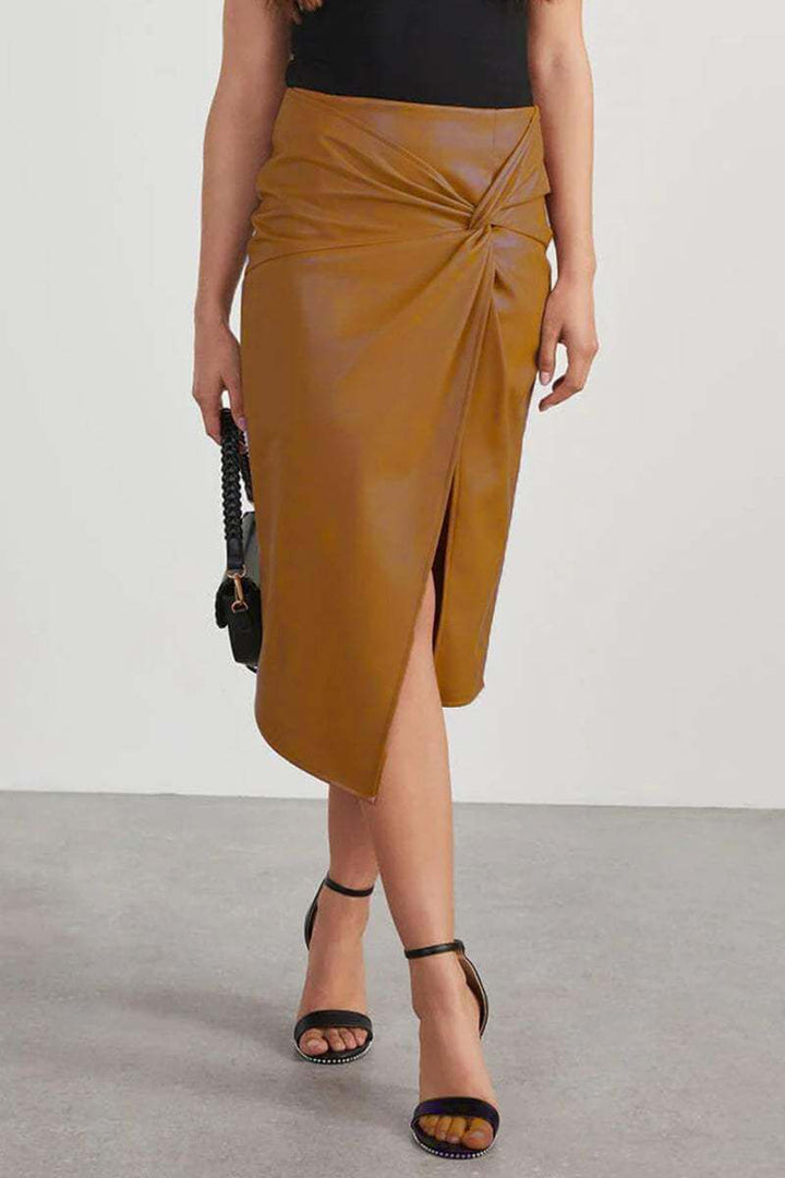 High-Waisted Pencil Skirt with Ruching