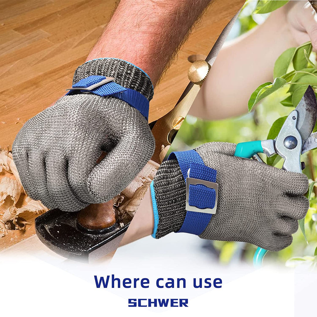 Versatile unisex cut-resistant stainless steel glove for kitchen, butchering, & oyster shucking safety.