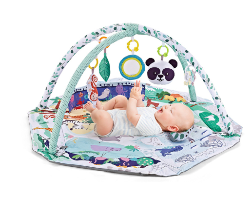Baby's 8-in-1 activity play mat with sensory toys for infant early development. Soft & washable.