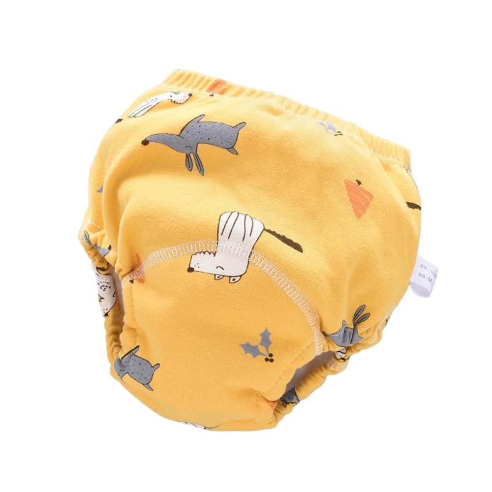 Close-up of a vibrant pattern on a reusable baby swim nappy, showcasing its adjustable side snaps.