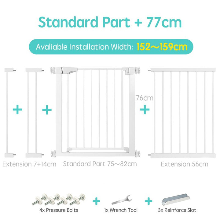 Expandable baby safety gate, white, perfect for wide doorways & stairs, child proofing.