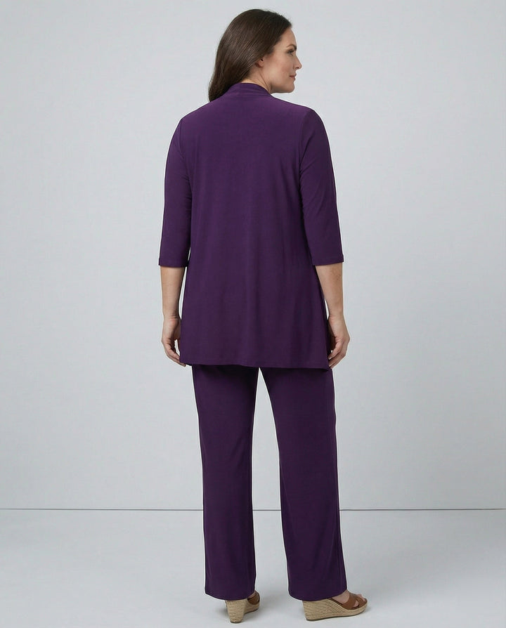 Modern elegant women's pantsuit: a three-piece set with a tailored blazer, perfect for office & formal attire.