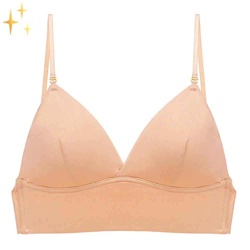 Seamless open back comfort bra, designed for women seeking invisible support with deep V necklines.