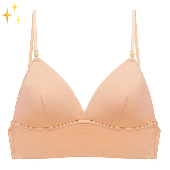 Seamless open back comfort bra, designed for women seeking invisible support with deep V necklines.