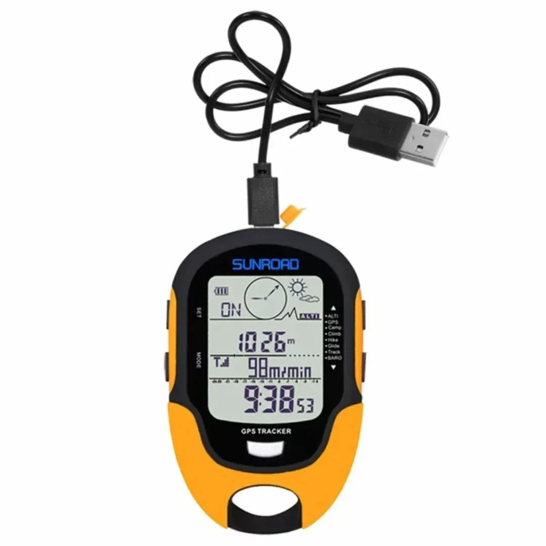 Unisex Outdoor GPS Tracker with SOS, altimeter, and barometer for hiking & camping safety.