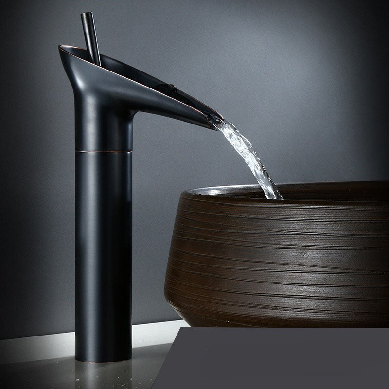 Durable brass waterfall basin mixer, tarnish-resistant, long-lasting quality.