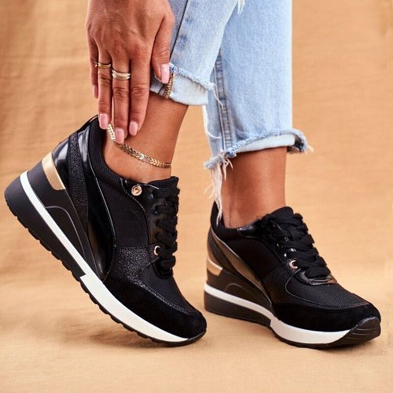 Supportive women's orthopedic lift sneakers provide ultimate comfort, ideal for stylish walking & daily wear.