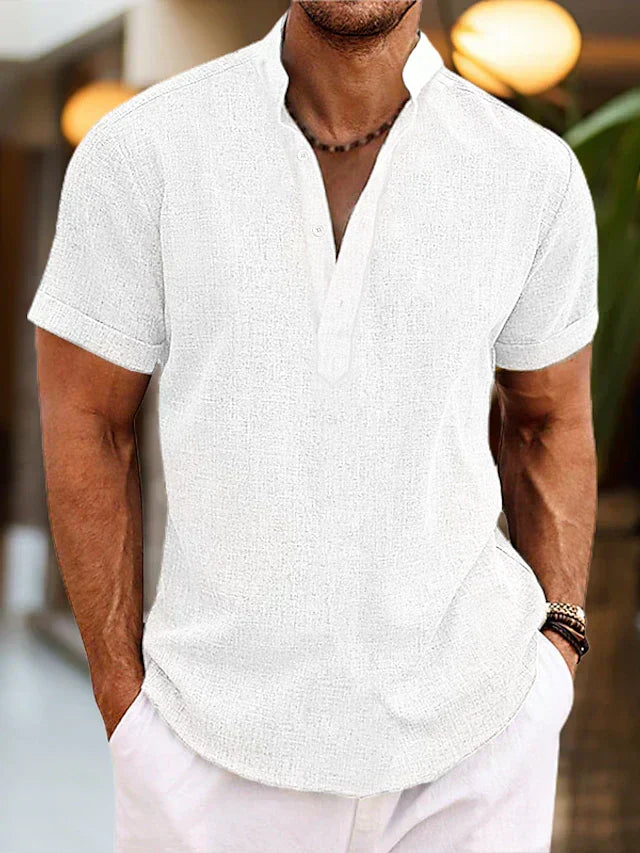 Stylish men's V-neck polo shirt, offering classic style & all-day comfort. Essential for casual men's fashion.