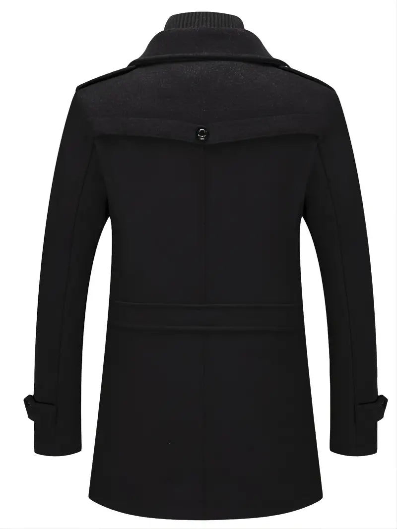 Classic men's double breasted pea coat, perfect for formal or casual winter fashion. Warm & stylish outerwear.
