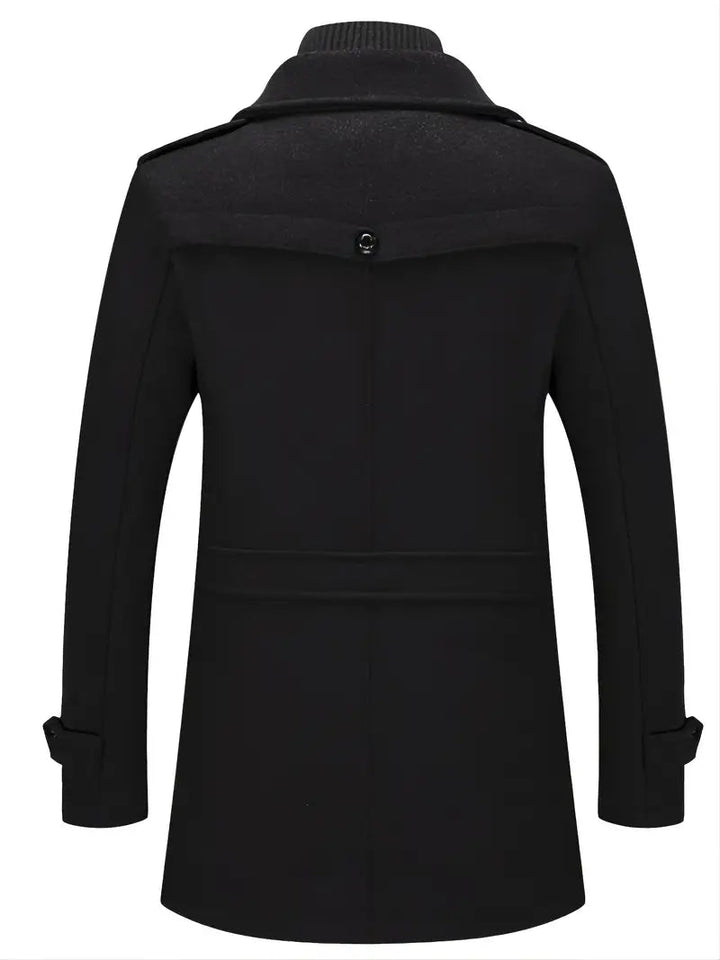 Classic men's double breasted pea coat, perfect for formal or casual winter fashion. Warm & stylish outerwear.