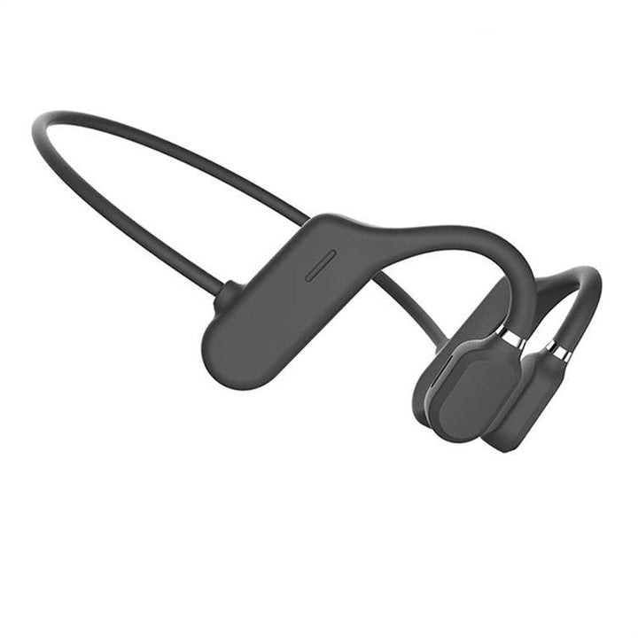 Person exercising with unisex open-ear wireless headphones. Stay safe, hear ambient sound, enjoy active life.