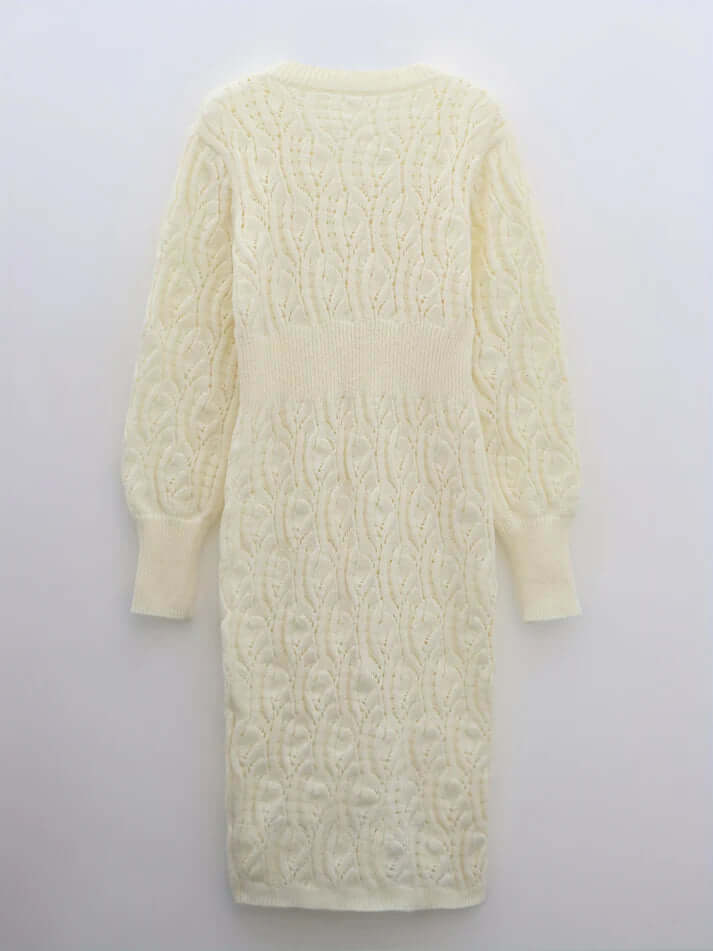Women's V-Neck Long Sleeve Midi Dress