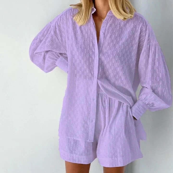 Women's Two-Piece Shirt and Shorts Set