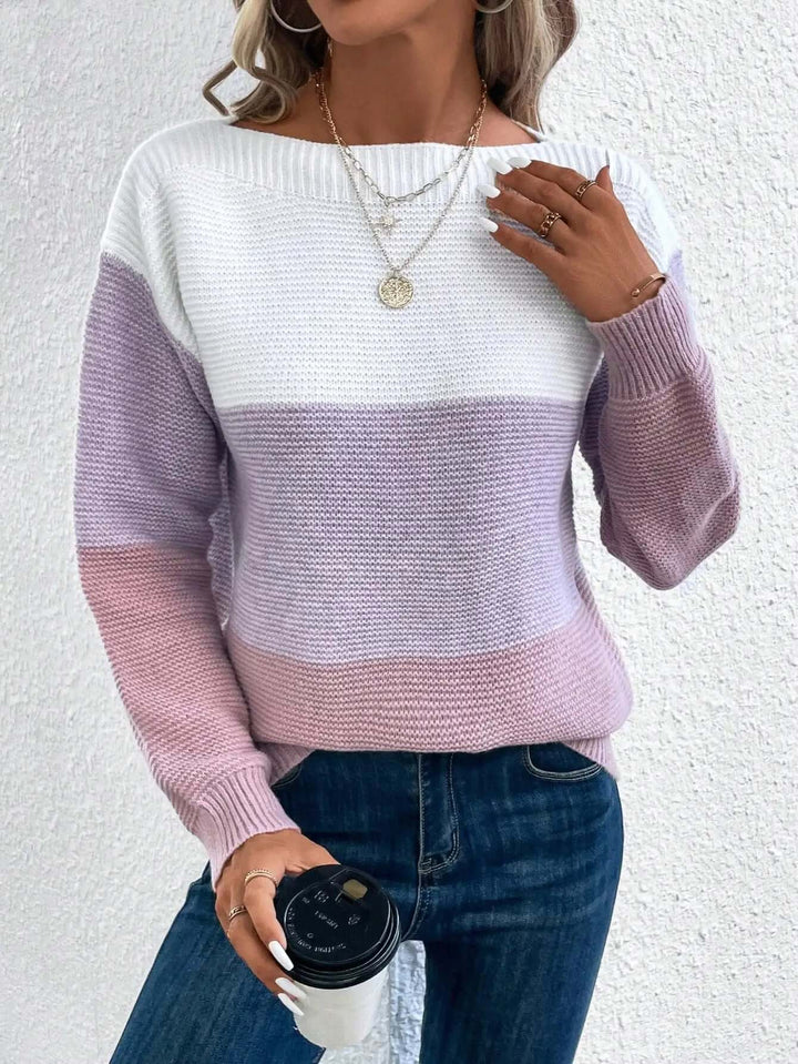 Women's Knitted Sweater with Round Neckline