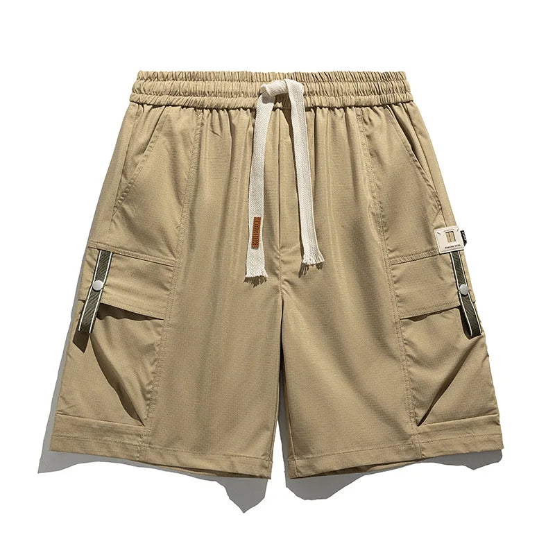 Men's casual cargo shorts with comfortable drawstring waist, relaxed fit, and practical utility pockets for summer.