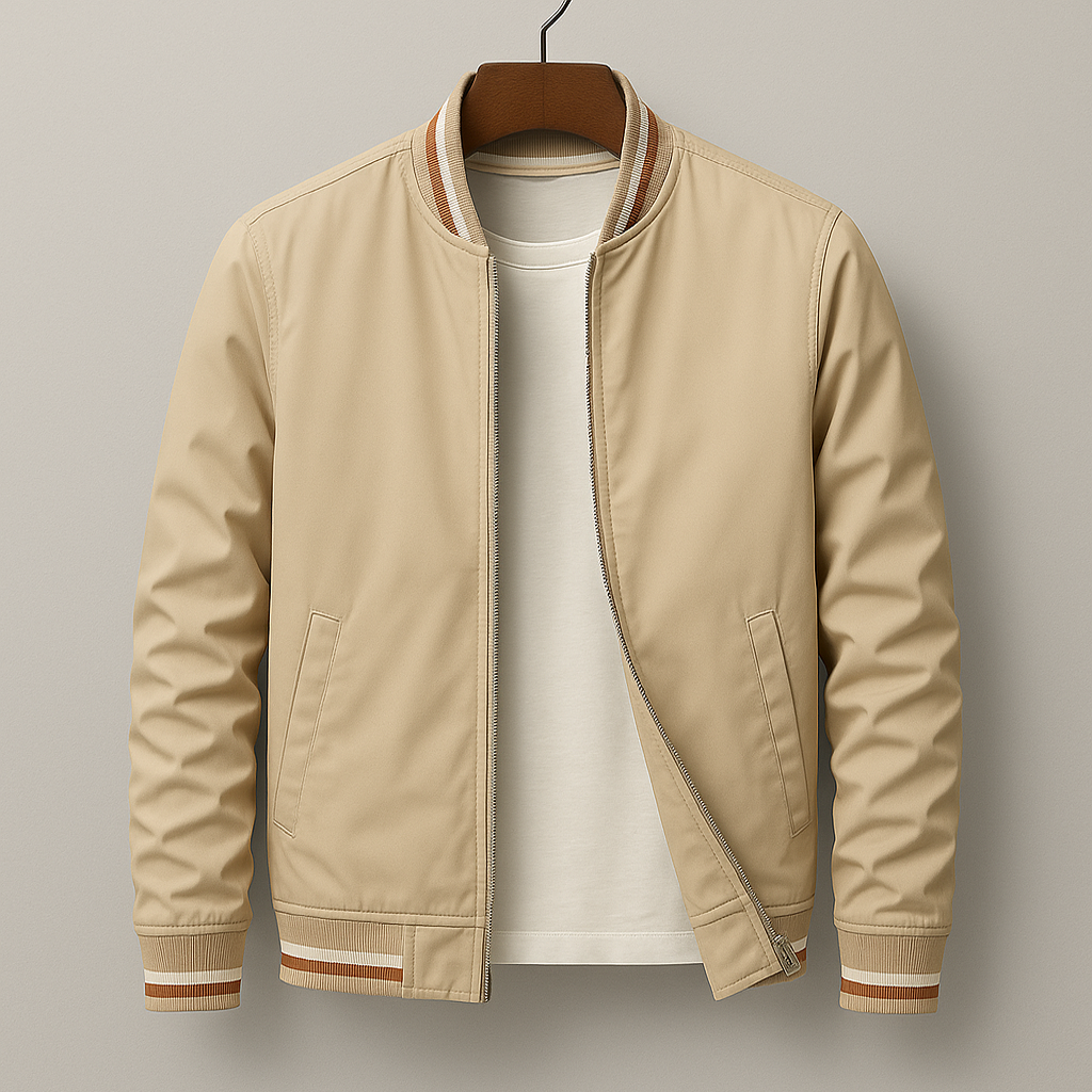 Timeless men's zip bomber jacket in a modern fit. Essential men's fashion outerwear for urban style.