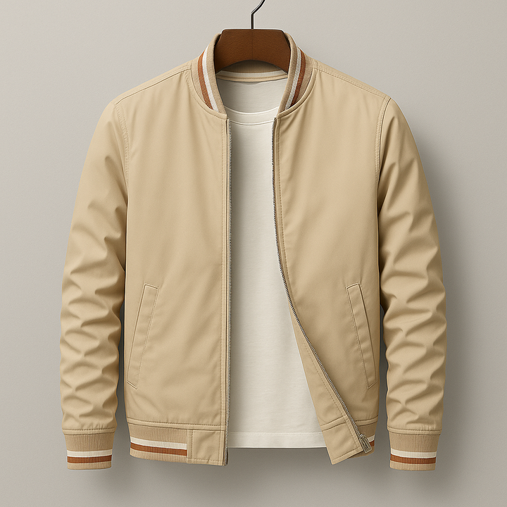Timeless men's zip bomber jacket in a modern fit. Essential men's fashion outerwear for urban style.