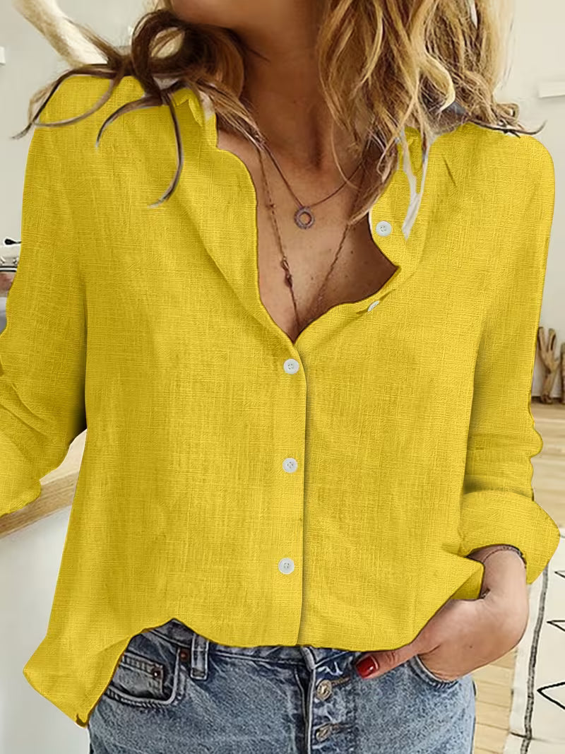Women's relaxed fit long sleeve casual shirt, a comfy & stylish top for versatile everyday fashion.