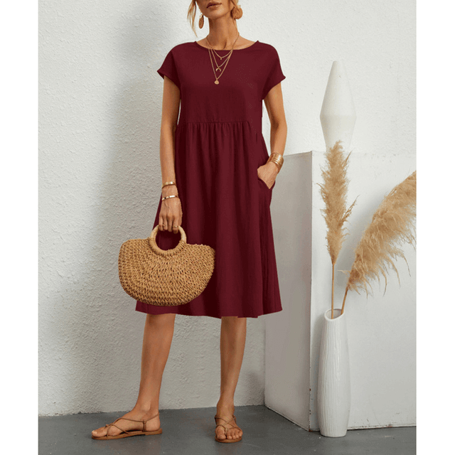 Women's Cotton Linen Midi Dress