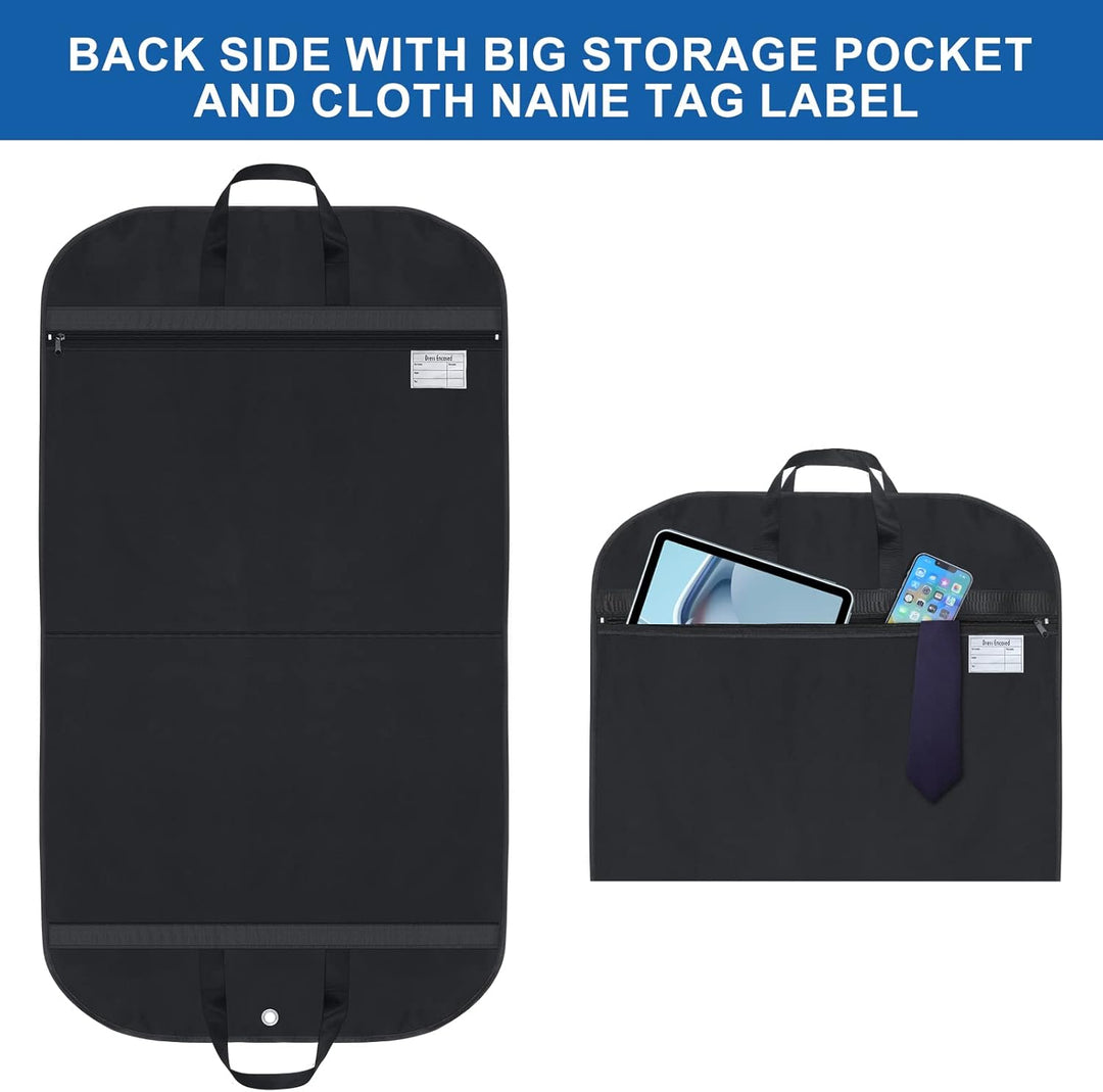 Durable black suit & dress cover garment bags (2-pack) for long-term clothing protection & wardrobe organization.