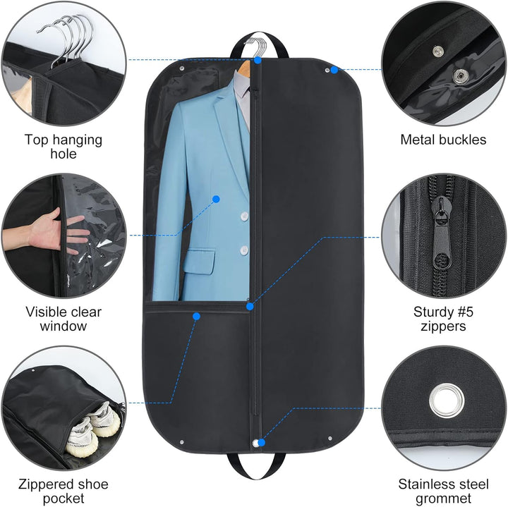 Versatile garment bags (2-pack) for storing suits, dresses, coats, and other clothing; perfect for home & travel.