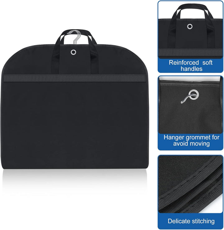 Essential 2-pack garment bags for protecting suits & dresses from dust and wrinkles; ideal for storage & travel.