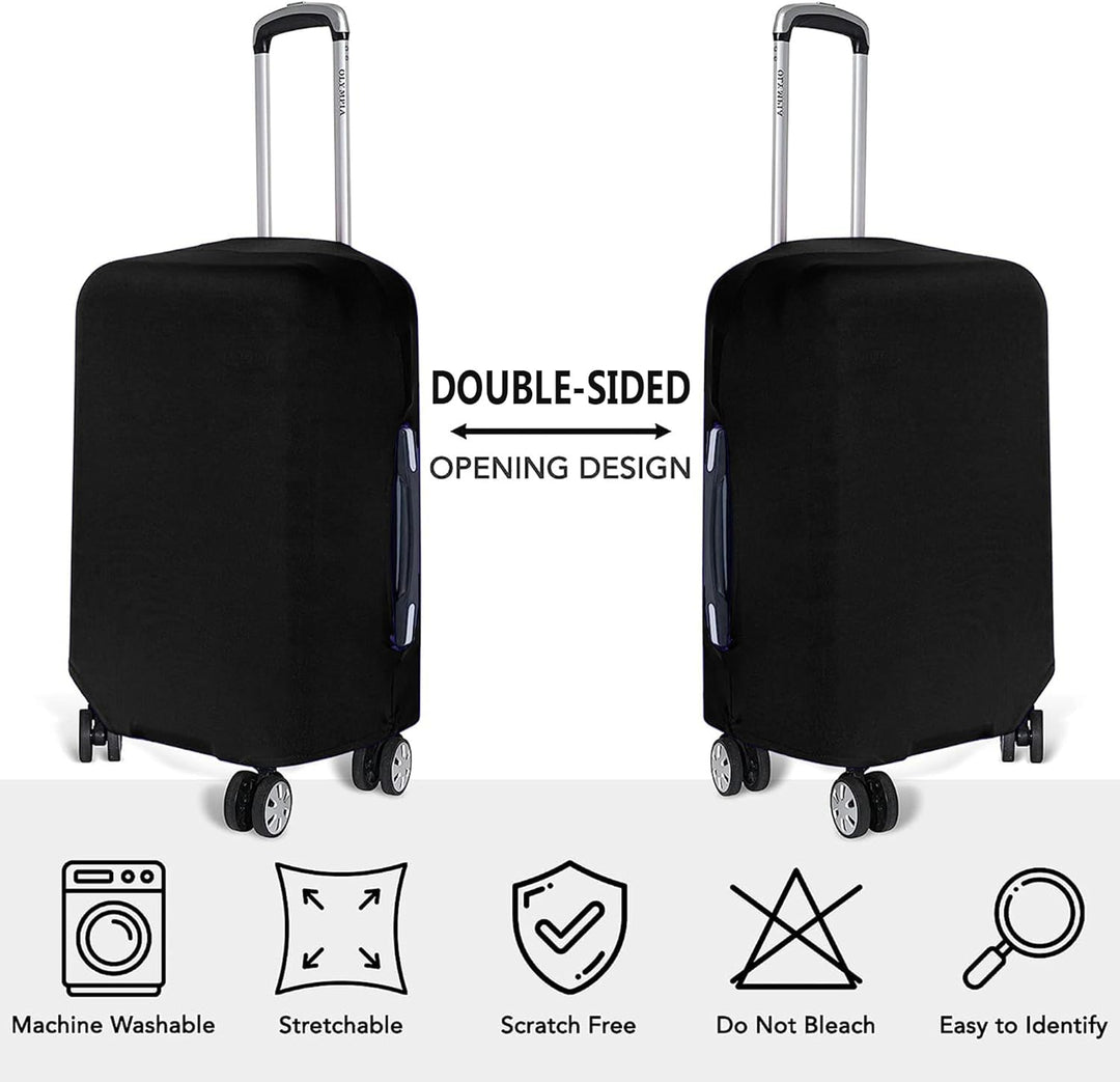 Sleek black 3-piece stretchable luggage cover set, providing durable anti-scratch and dustproof protection for travel bags.