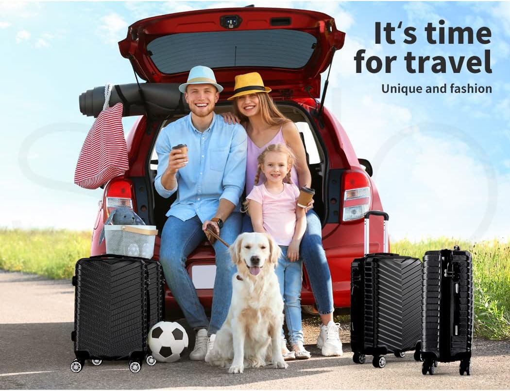 Compact black hard-shell carry-on suitcase, perfect for weekend trips & short travel.