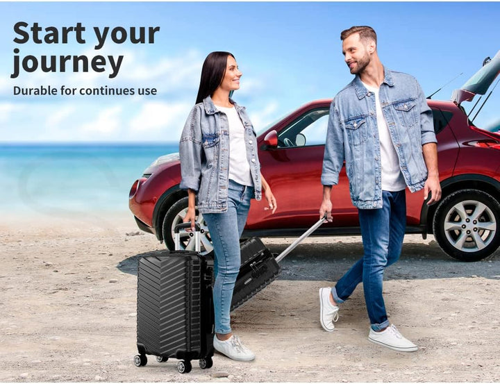 Sleek black compact hard-shell carry-on luggage, perfect for modern, efficient travel.