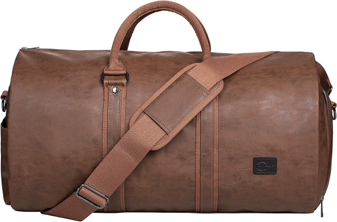 Black convertible garment duffel bag, wrinkle-free carry-on for travel & weekender trips.