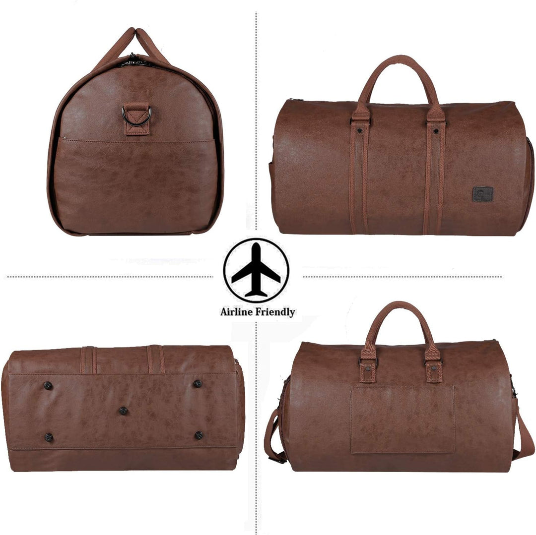 Garment duffel bag with a suit perfectly flat, ensuring wrinkle-free transport for business.