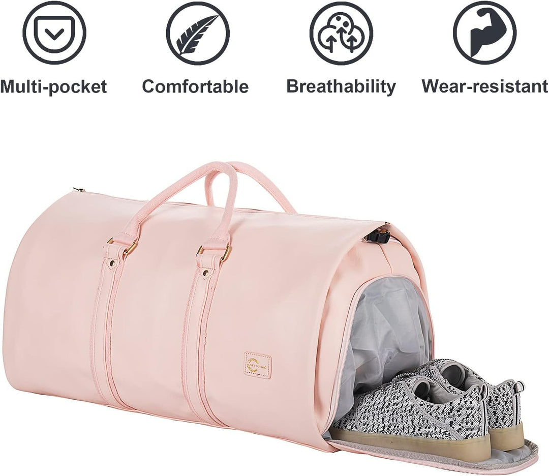 Efficient weekender garment duffel bag, perfect carry-on for short trips & getaways.