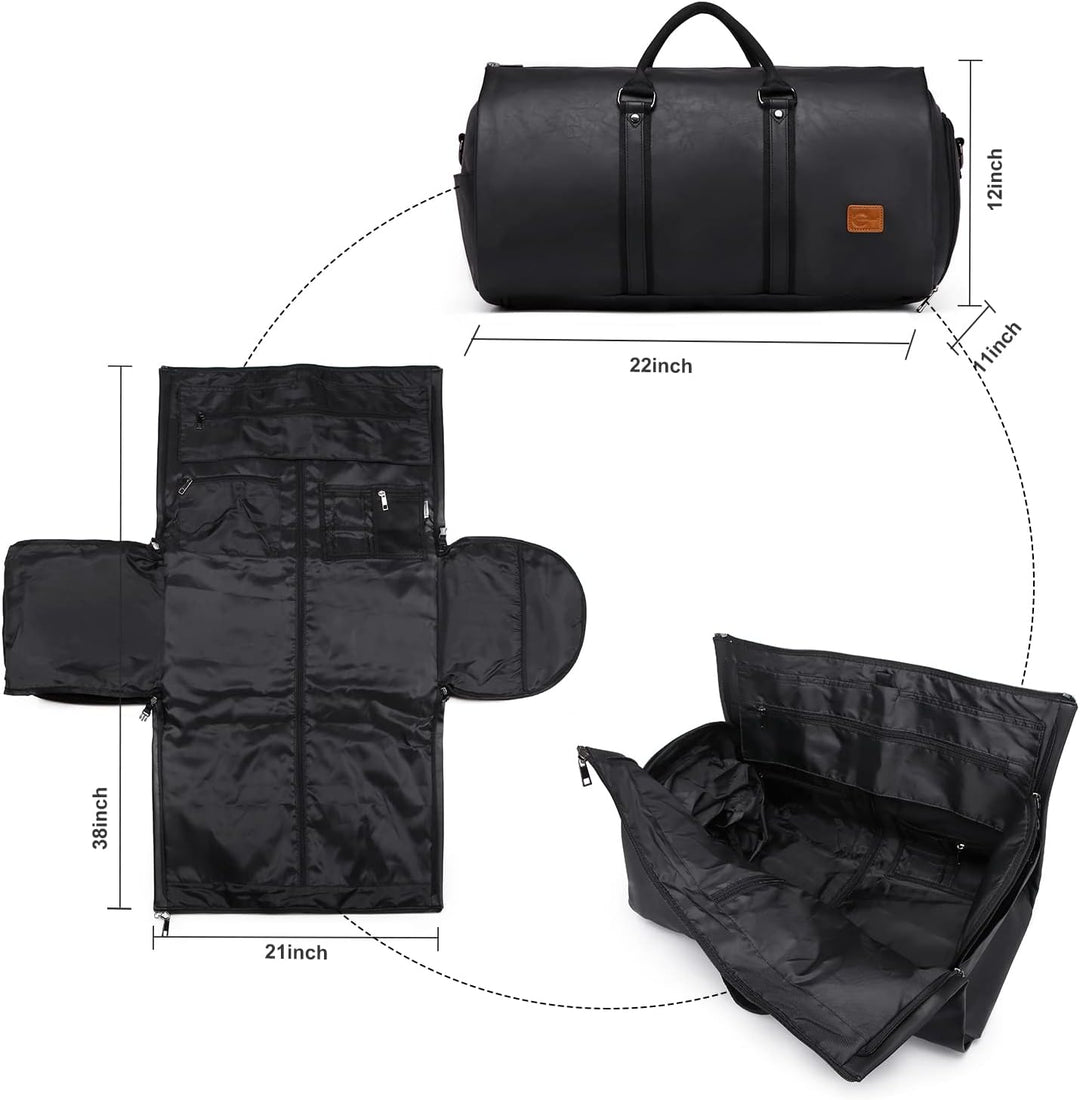 Smart travel organizer duffel bag, keeps garments flat & essentials handy for any trip.